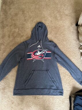 adidas Navy Blue Columbus Blue Jackets Pullover Hoodie